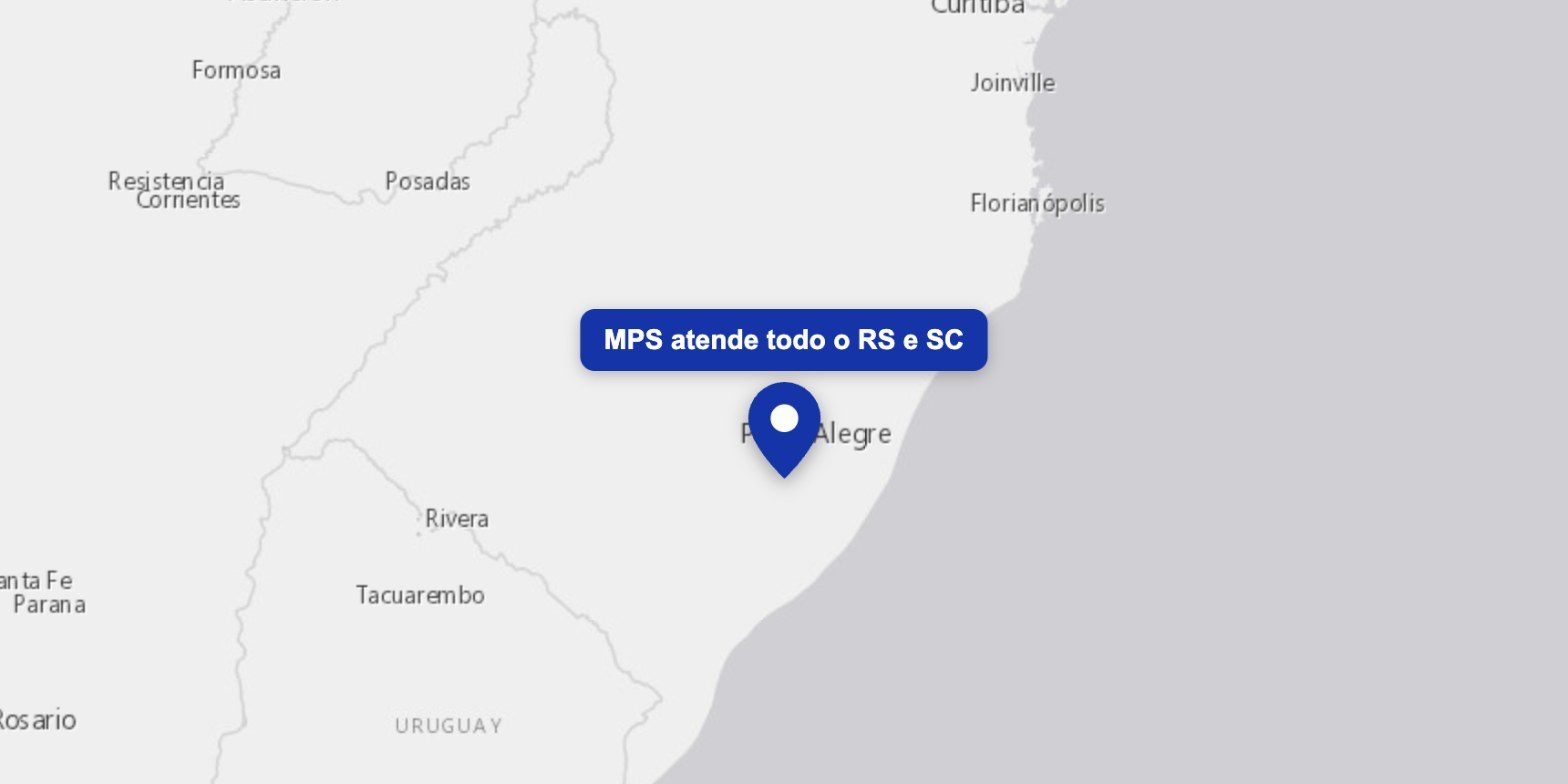 Mapa: Atendimento no local · RS e SC, Estância Velha